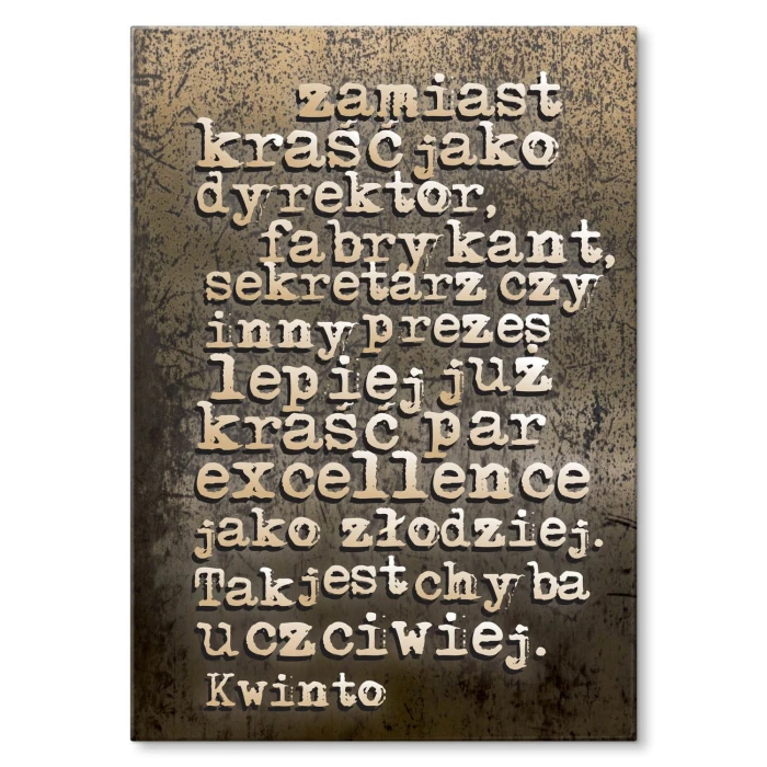 Plakat metalowy Kwinto cytat Prezent