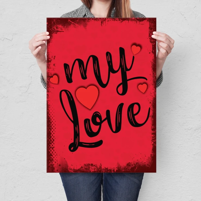 Plakat metalowy My love Prezent