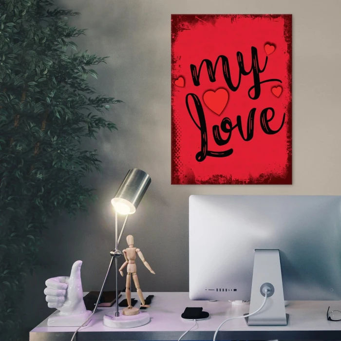 Plakat metalowy My love Prezent