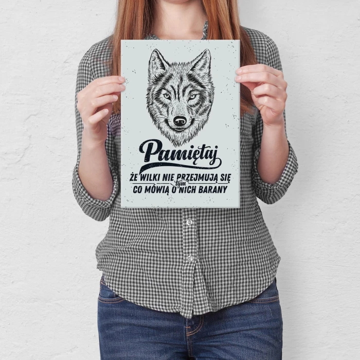 Plakat metalowy Pamiętaj że wilki Prezent