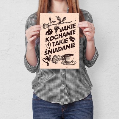 Plakat metalowy Kochanie śniadanie Prezent