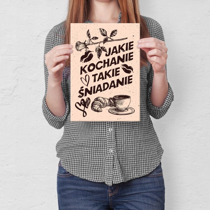 Plakat metalowy Kochanie śniadanie Prezent