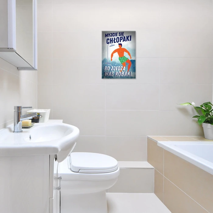 Plakat metalowy Myjcie się Prezent