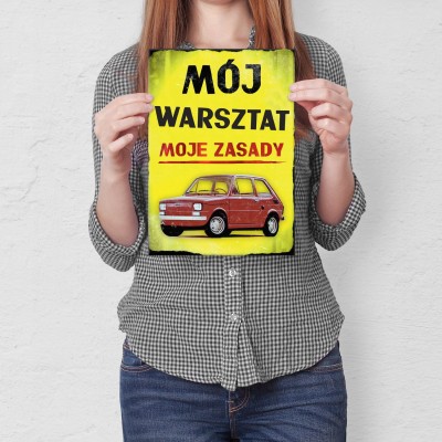 Plakat metalowy Mój warsztat 126p Prezent