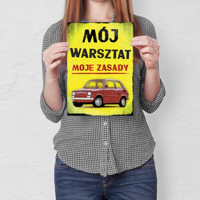 Plakat metalowy Mój warsztat 126p Prezent