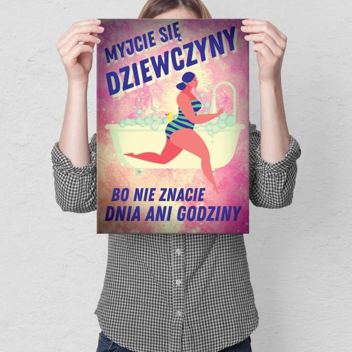 Plakat metalowy Myjcie się Prezent