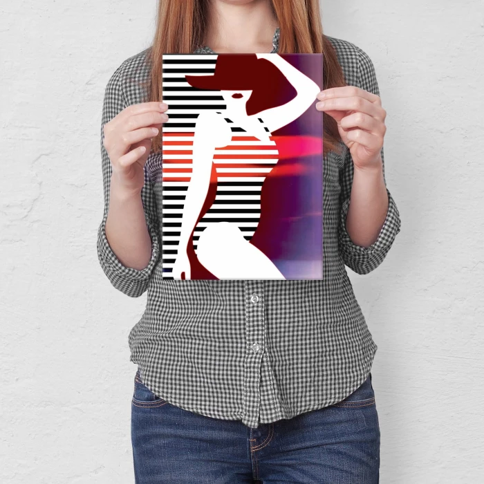 Plakat metalowy Kobieta w czerwieni Prezent