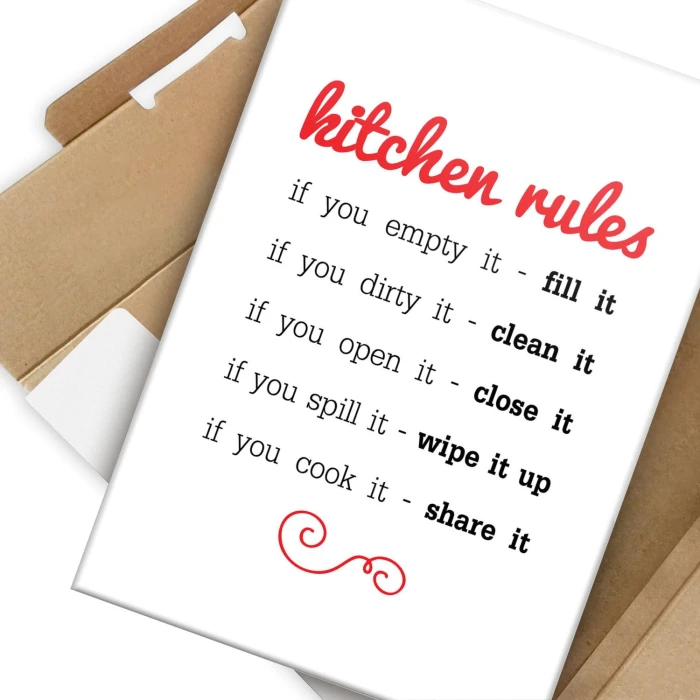 Plakat metalowy Kitchen rules Prezent