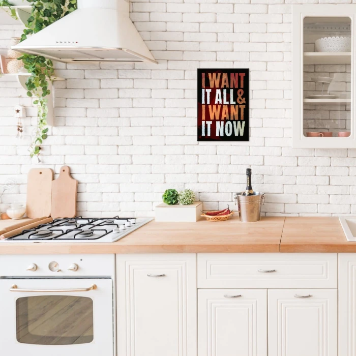Plakat metalowy I want it all Prezent