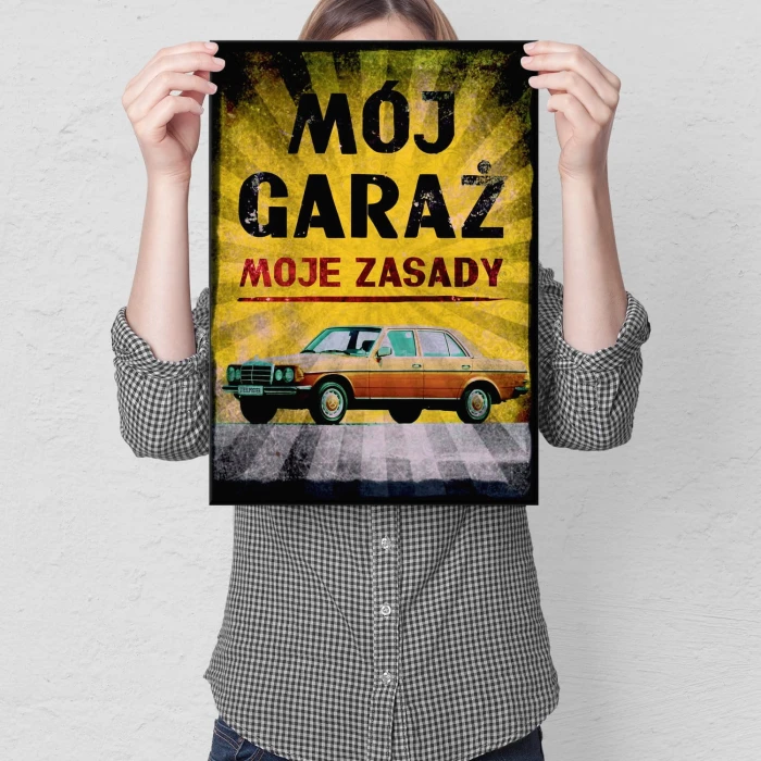 Plakat metalowy Mój garaż Merc 2 Prezent