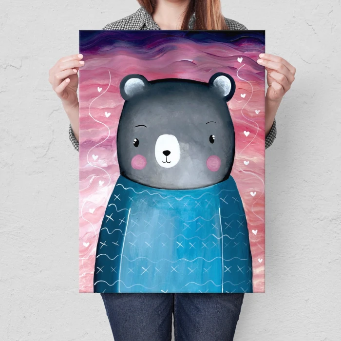 Plakat metalowy Misio ilustracja Prezent