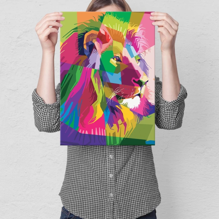 Plakat metalowy Barwny lew Prezent