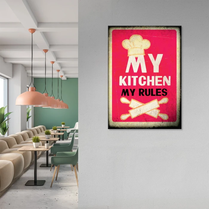 Plakat metalowy My kitchen my rules Prezent