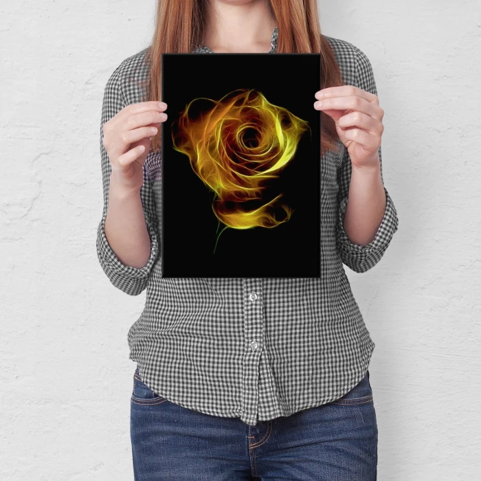 Plakat metalowy Ognista róża Prezent