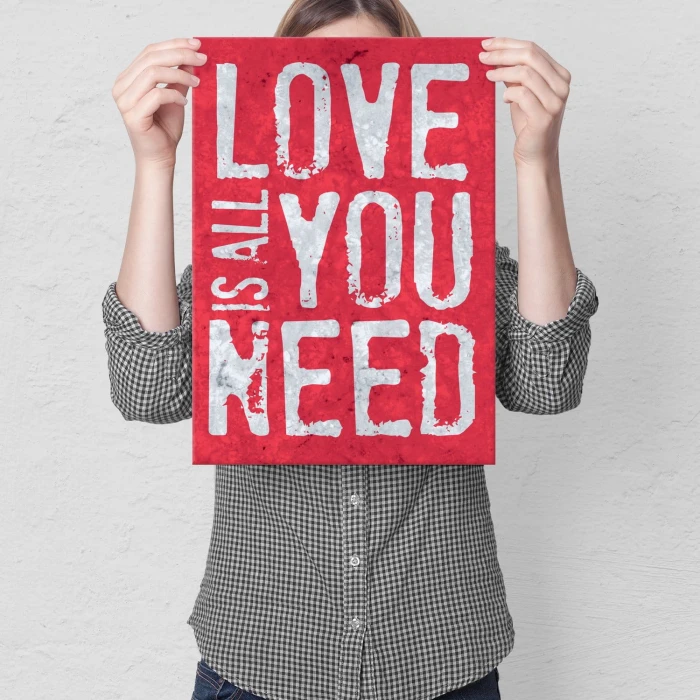 Plakat metalowy Love is all you need Prezent