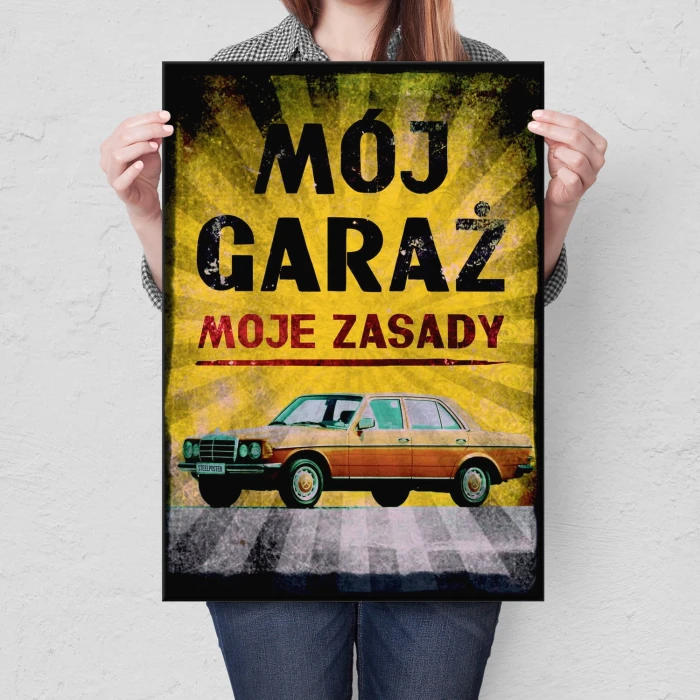 Plakat metalowy Mój garaż Merc 2 Prezent