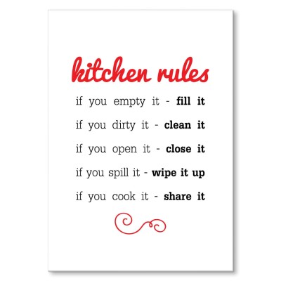 Plakat metalowy Kitchen rules Prezent