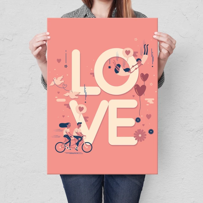Plakat metalowy LOVE rower Prezent