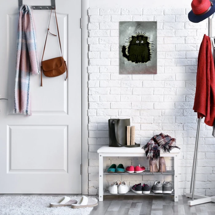 Plakat metalowy Szary kot Prezent