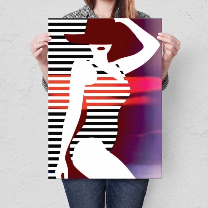 Plakat metalowy Kobieta w czerwieni Prezent