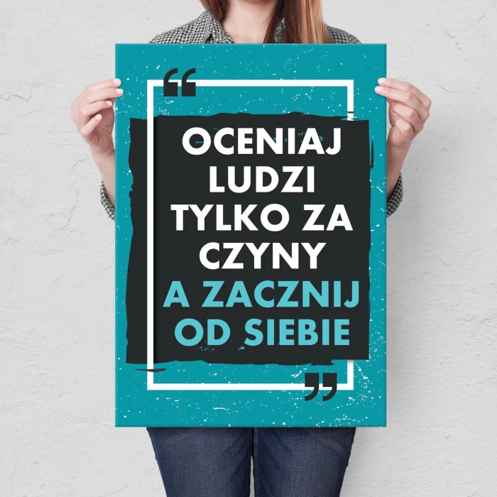 Plakat metalowy Oceniaj za czyny Prezent