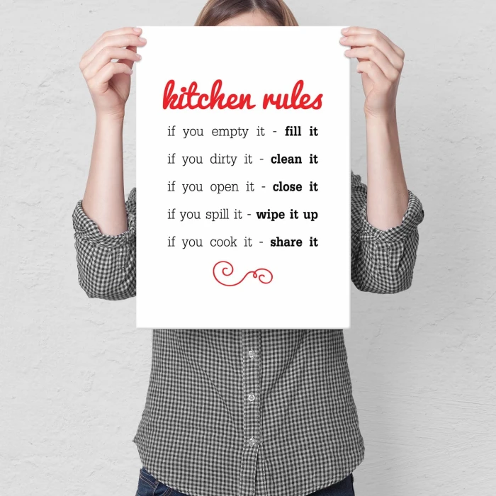 Plakat metalowy Kitchen rules Prezent