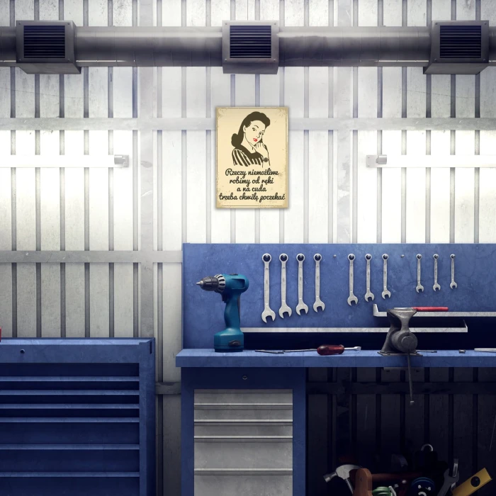 Plakat metalowy Na cuda trzeba poczekać Prezent