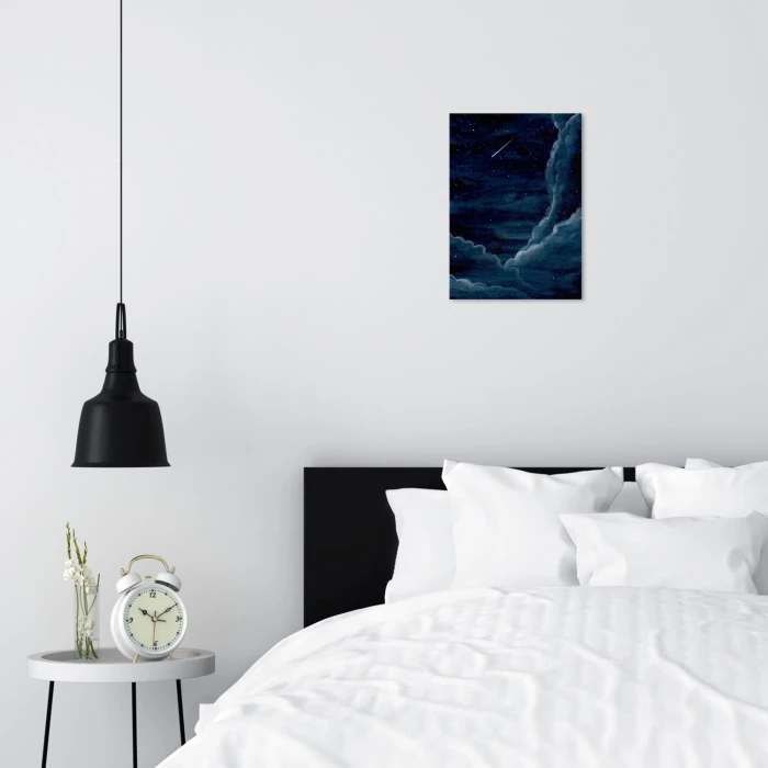 Plakat metalowy Kometa na nocnym niebie Prezent