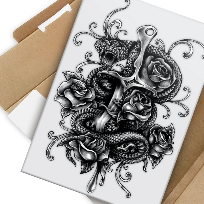 Plakat metalowy Tatuaż Wąż Prezent