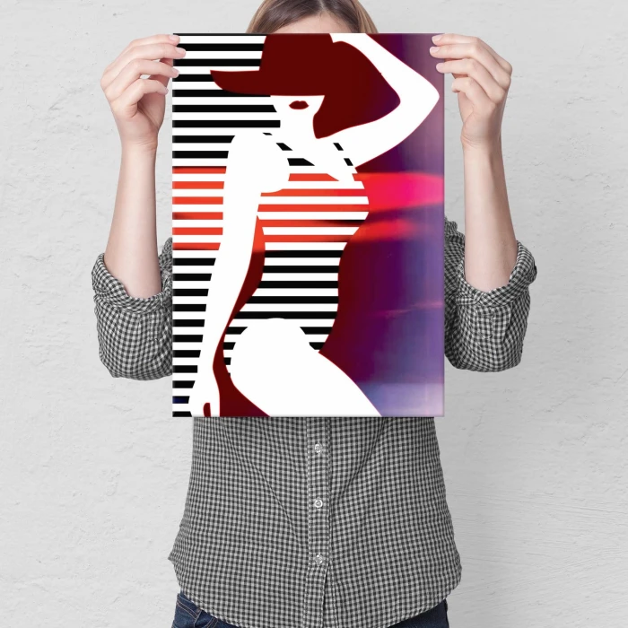 Plakat metalowy Kobieta w czerwieni Prezent