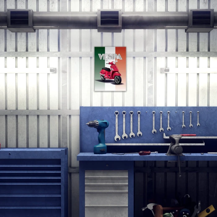 Plakat metalowy Skuter Vespa czerwony Prezent