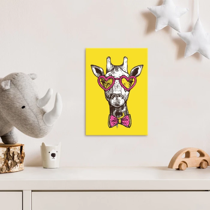 Plakat metalowy Hipsterska żyrafa Prezent