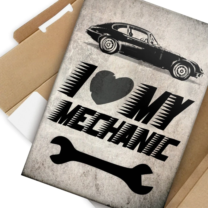 Plakat metalowy I love Mechanik Prezent