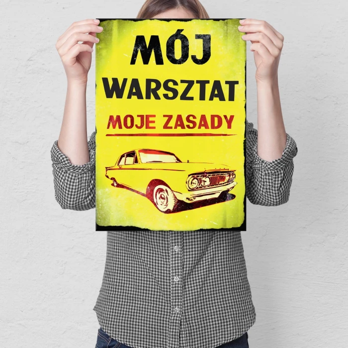 Plakat metalowy Mój warsztat retro Prezent