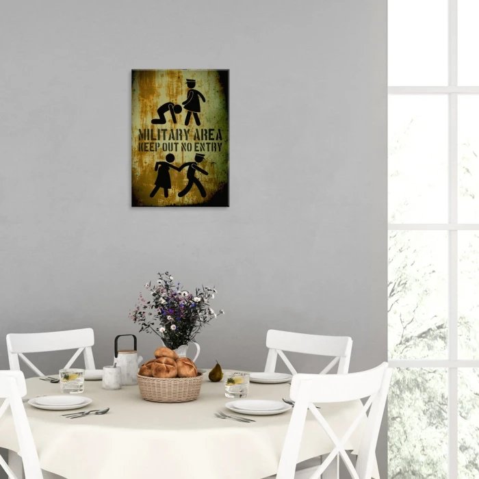 Plakat metalowy Military area Prezent