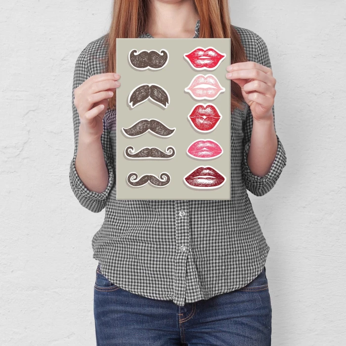 Plakat metalowy Wąsy i usta Prezent