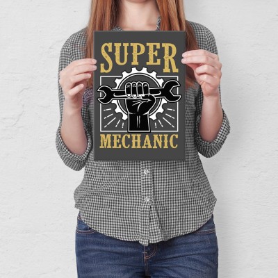 Plakat metalowy Super mechanik Prezent