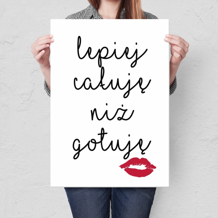 Plakat metalowy Całuję nie gotuję Prezent
