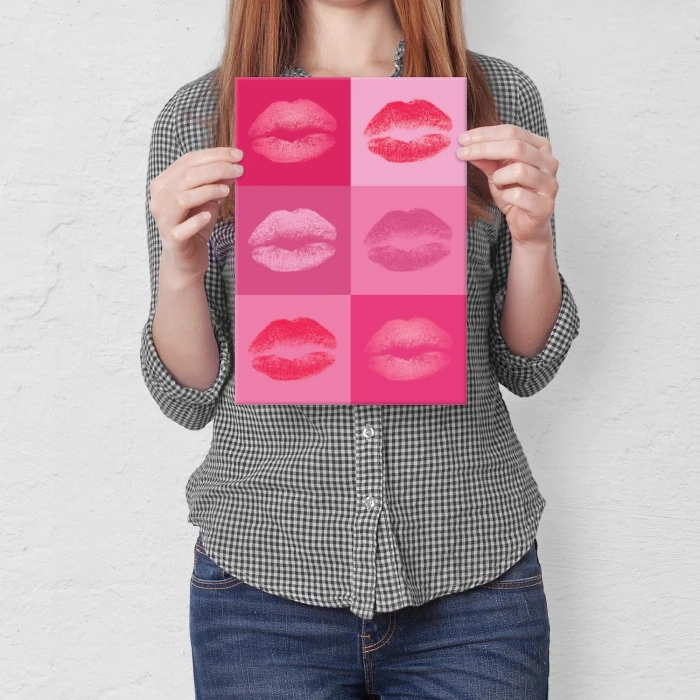 Plakat metalowy Lips and kiss Warhol Prezent