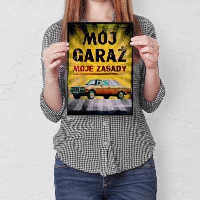 Plakat metalowy Mój garaż Merc 2 Prezent