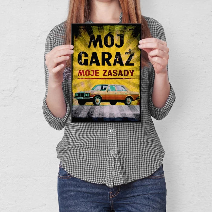 Plakat metalowy Mój garaż Merc 2 Prezent