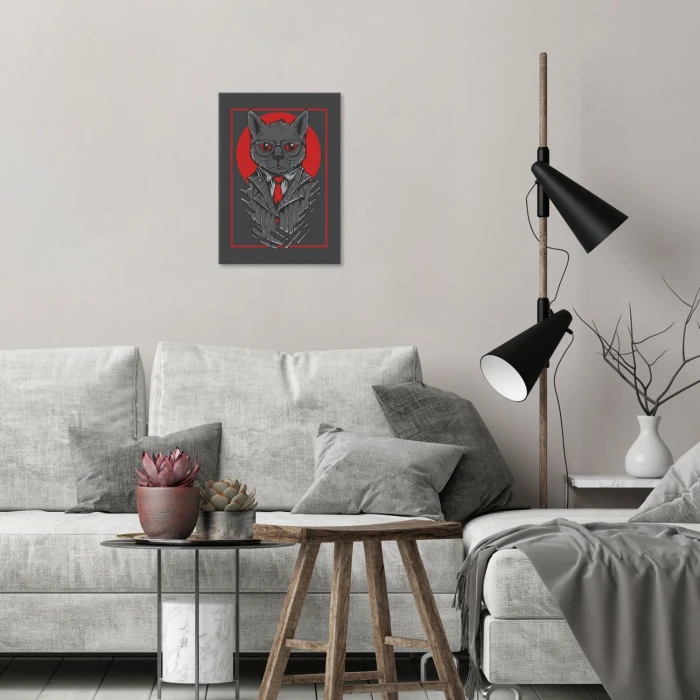 Plakat metalowy Kot z mafii Prezent
