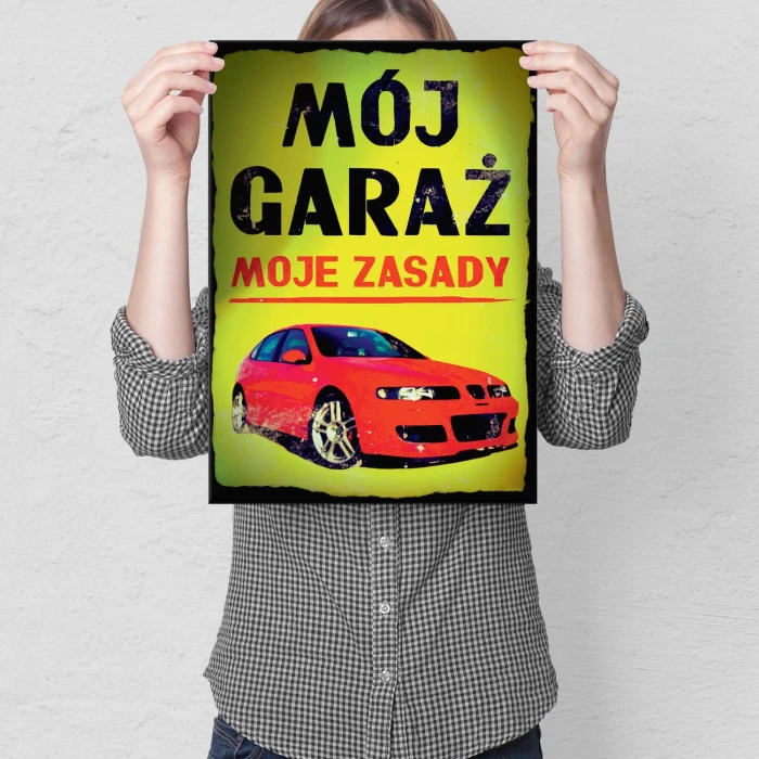 Plakat metalowy Mój garaż Seat Prezent