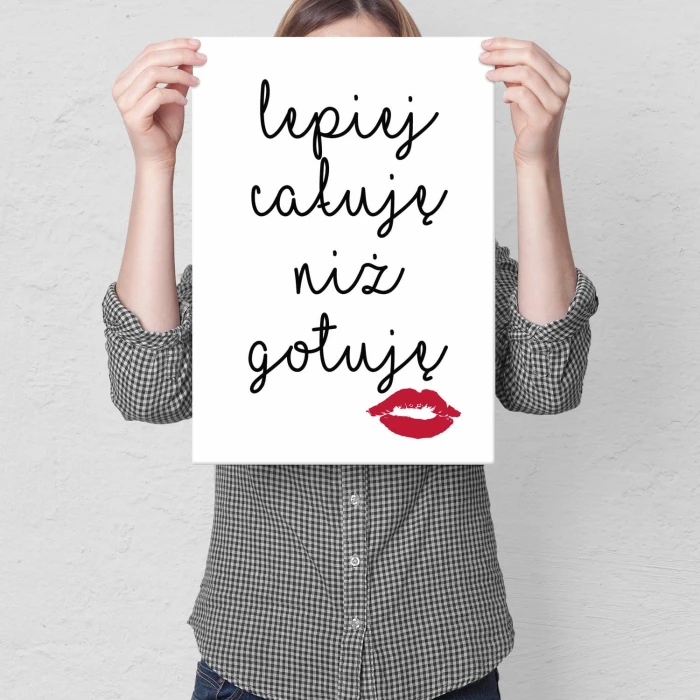 Plakat metalowy Całuję nie gotuję Prezent