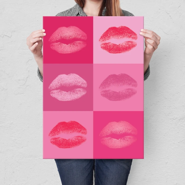 Plakat metalowy Lips and kiss Warhol Prezent