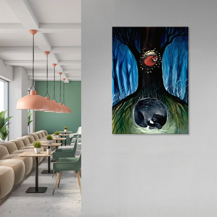 Plakat metalowy Miś i lis ilustracja Prezent