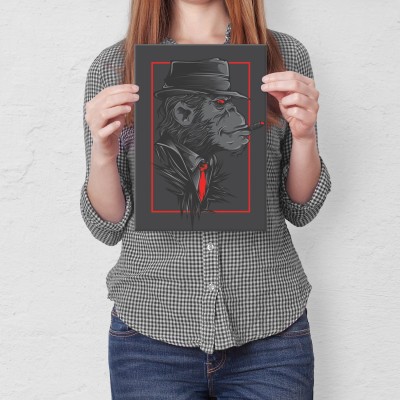 Plakat metalowy Goryl z mafii Prezent