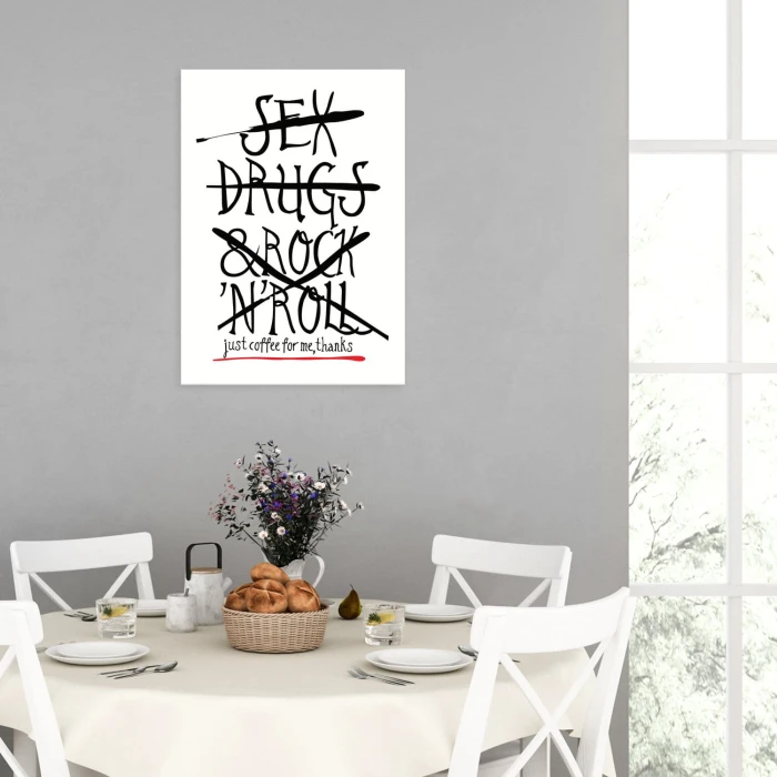 Plakat metalowy Sex drugs coffee Prezent