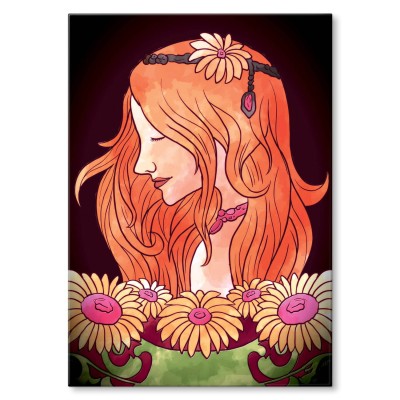 Plakat metalowy Dziewczyna z kwiatem Prezent