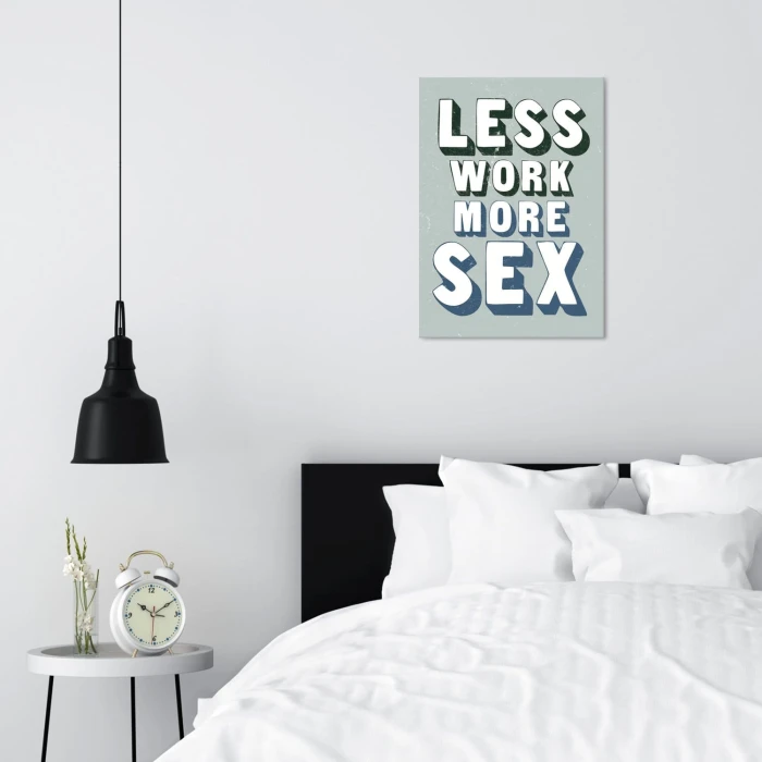 Plakat metalowy Less work more sex Prezent